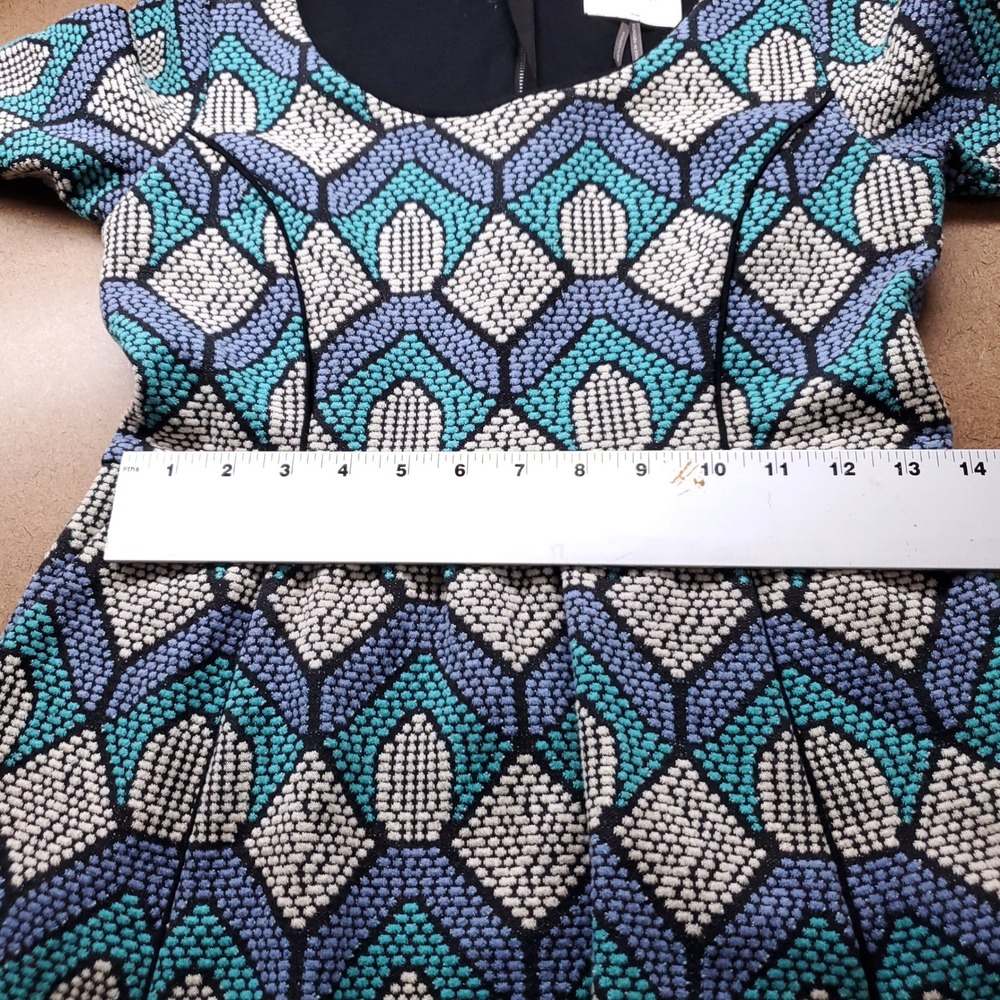 Anthropologie HD in Paris Hollyhock Dress Women S Blue Retro Indie Mod Fit Flare - Picture 6 of 13